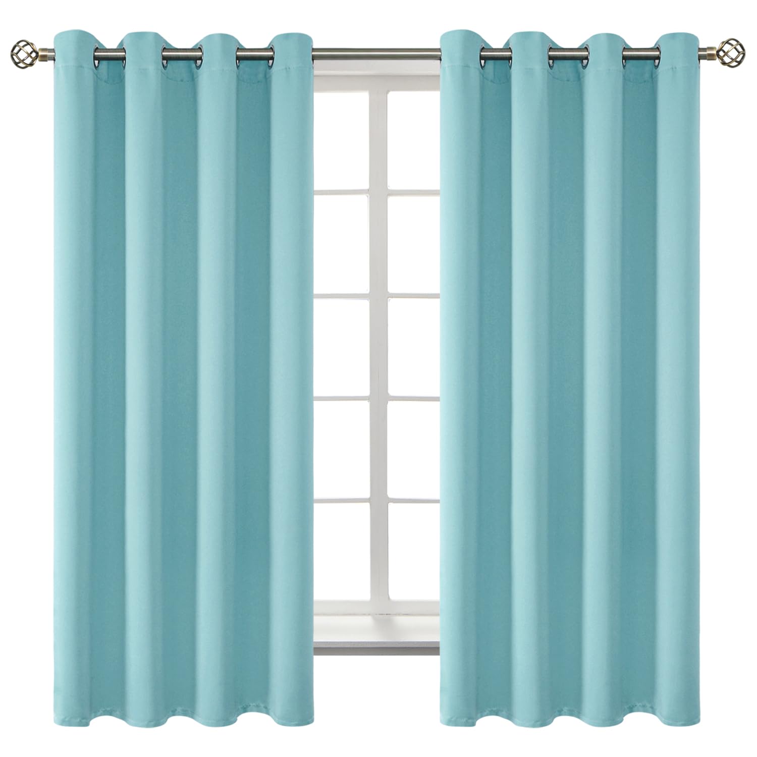 BGment Baby Blue Blackout Curtains for Bedroom 63 Inch Long - 2 Panels