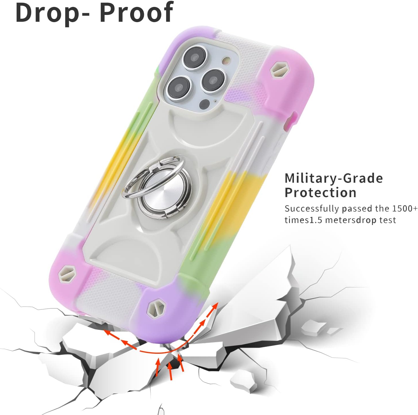 MARKILL Compatible with iPhone 14 Pro Max Case 6.7 Inch with Ring Stand, [Soft Silicone and Hard Plastic ] Heavy-Duty Military Grade Shockproof Phone Cover for iPhone 14 Pro Max