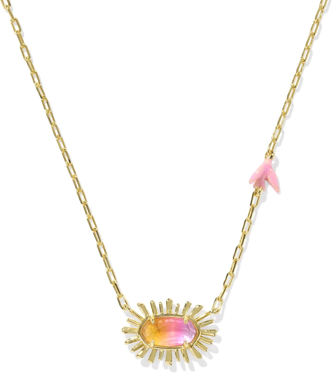 Kendra Scott Womens Elisa Bird Short Pendant Necklace Gold Sunrise Watercolor Illusion One Size