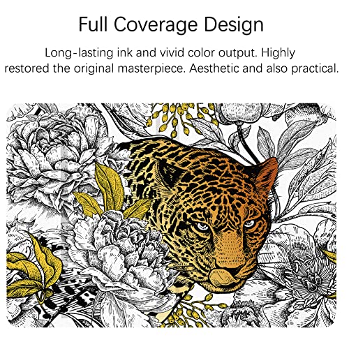 Berkin Arts for iPad Air 4th/5th Generation Case (10.9 Inch) Case 2020/2021 Folio Case Premium Leather Cover Maximalism Leopard Peonies Floral Pattern Animal Beast - Image 3