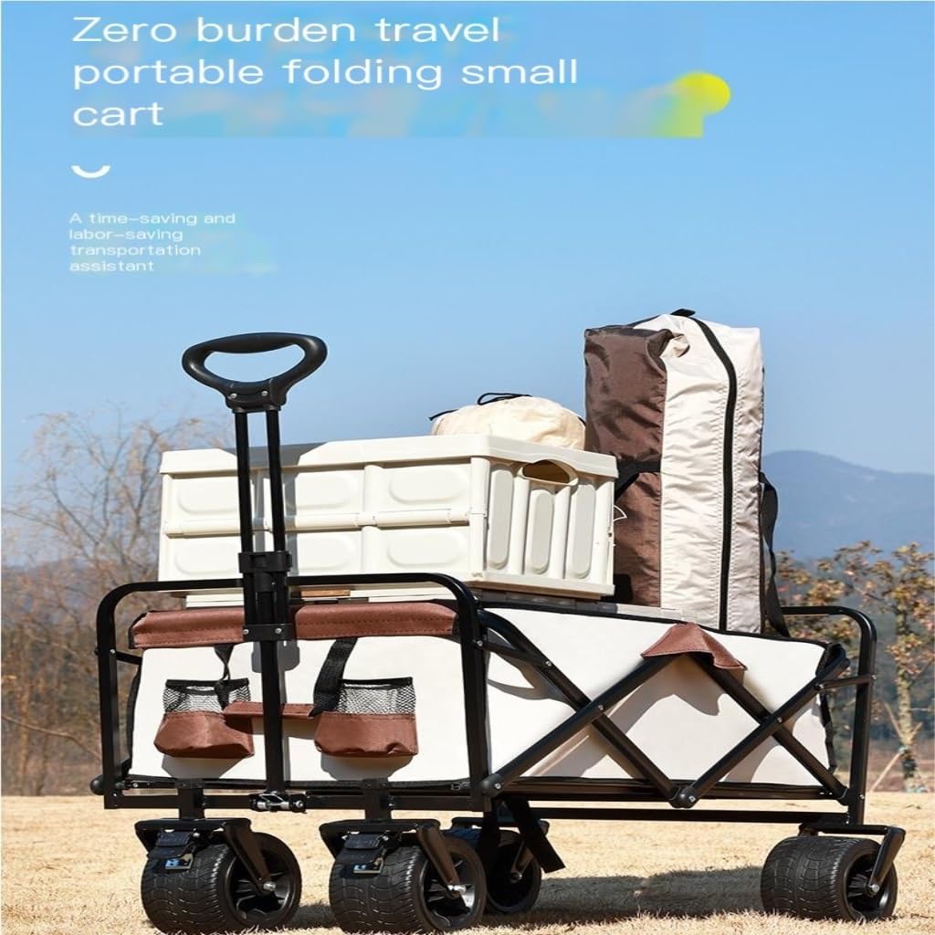 wózek kempingowy, Outdoor Beach Camping Picnic Camper Składany przenośny wózek(Black,C)