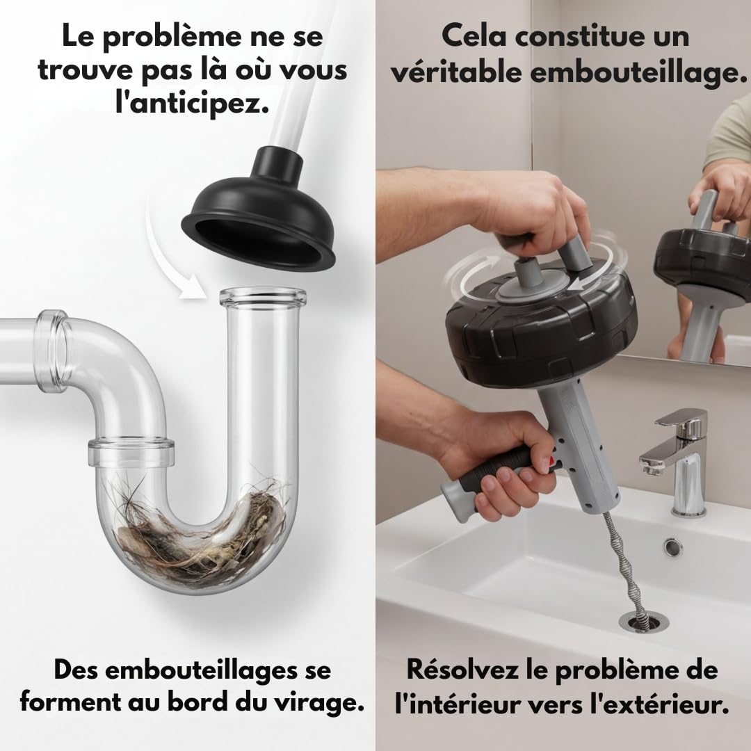 Furet Déboucheur Canalisation 10 m Professionnel – Furet Plomberie avec Câble et Ressort en Acier Flexible pour Évier, Douche et WC| Déboucheur Canalisation Manuel avec Gants, Brosse, Serviette Manuel