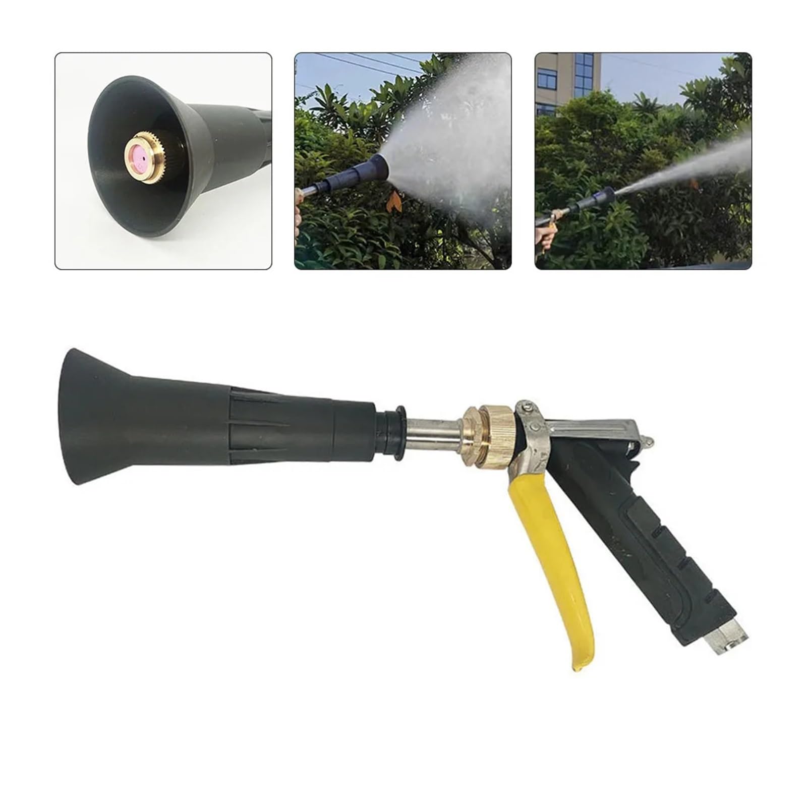Pistolet d'arrosage avec embout multi-jets, Irrigation de jardin noire en alliage pulvérisation rotative à haute pression 28x13 cm