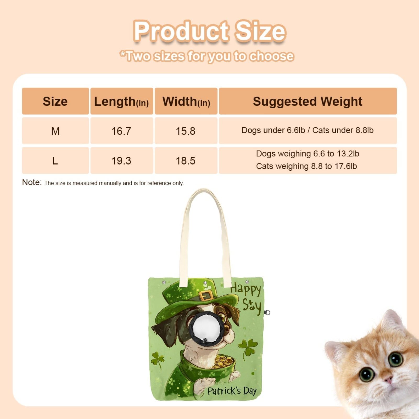 Pet Canvas Shoulder Bag Soft-Sided,Dog Purse Carrier for Small Dogs and Cats, Portable Pet Handbag with Adjustable Hole, Pet Washable Travel Tote Bag,St. Parikh's Cute Dog 19.3''x16.5''