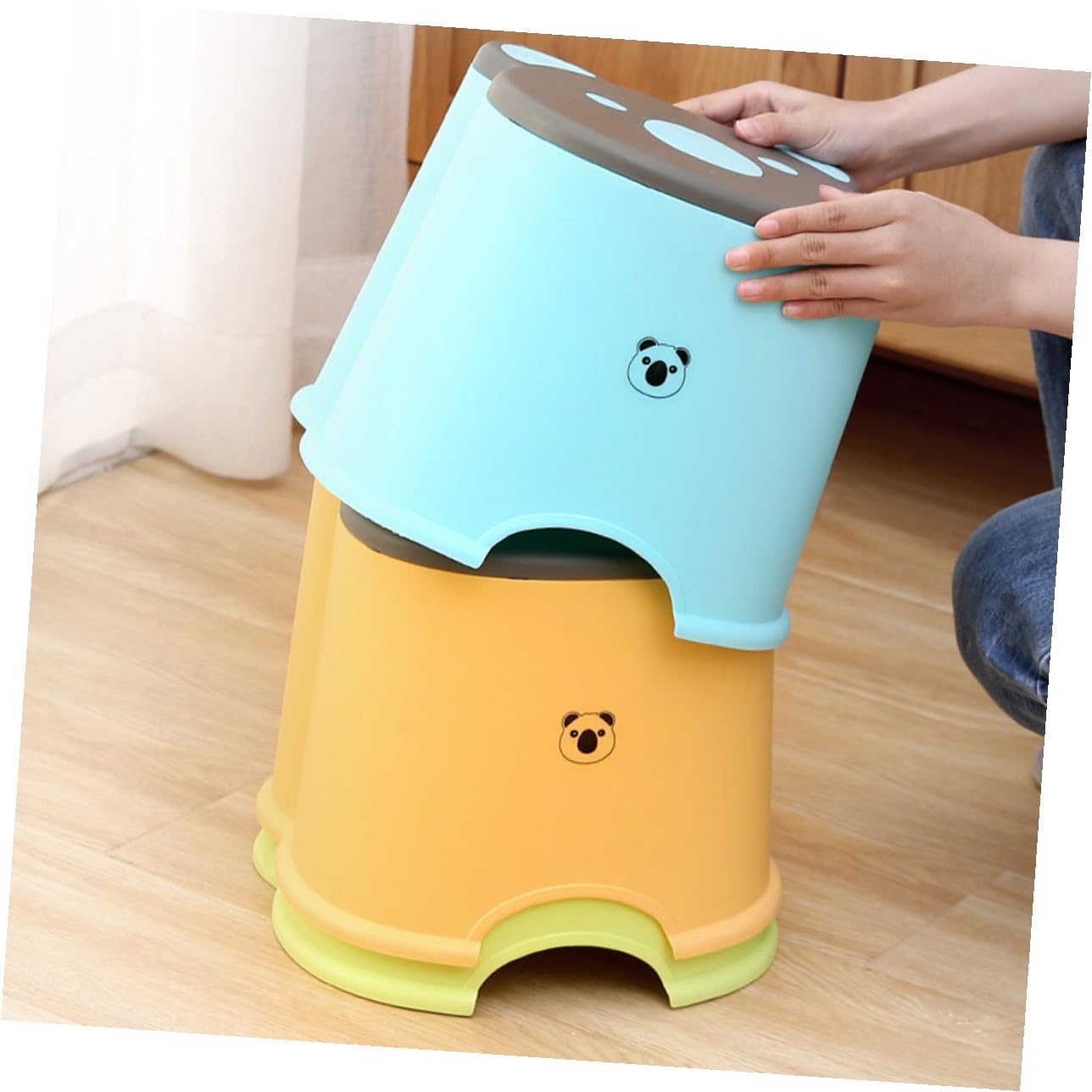 Kunststoff Trittschemel für Kinder, Kleiner Hocker in Blau | Wiederverwendbar und Multifunktional, für Zähneputzen und Toilettentraining, für Kind
