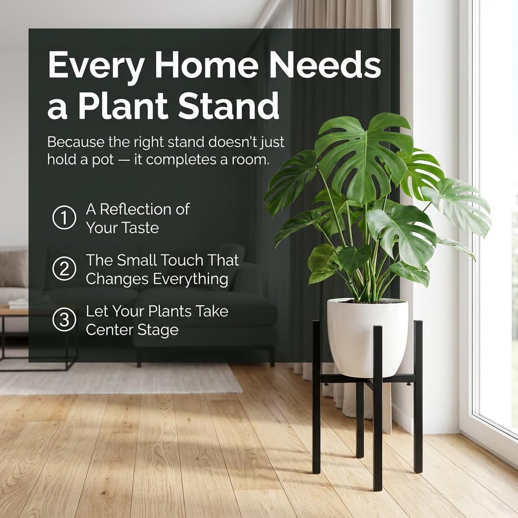 Universal Adjustable Plant Stand | Fits 9-14" Pots | 2 Height Options | Sturdy Metal Flower Pot Holder for Indoor Outdoor Use