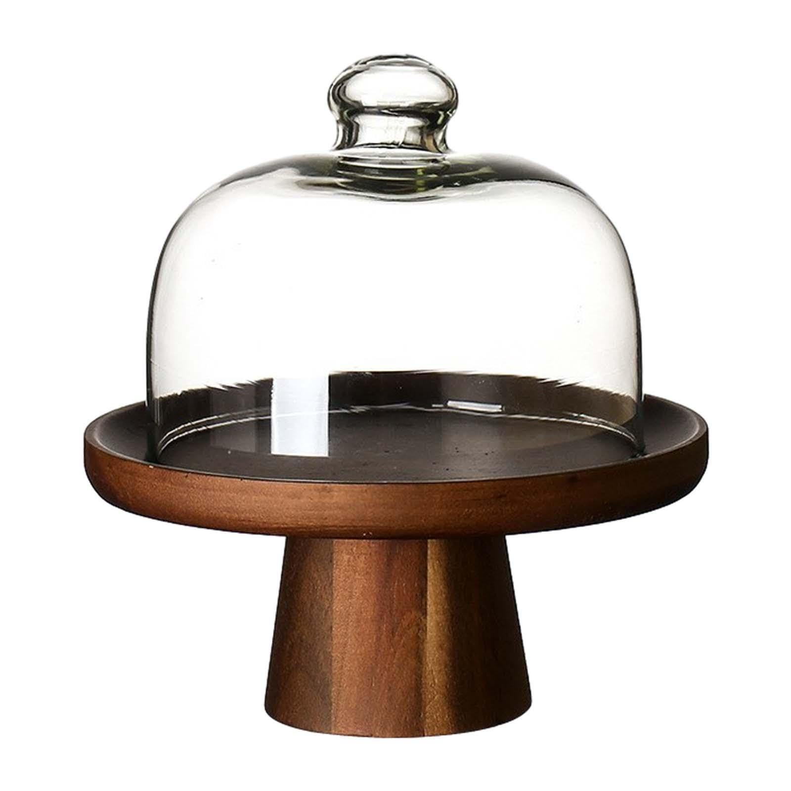 KIXZSAZ Wooden Cake Stand With Beautifully Showcases Cakes Fruits Special Treats And Desserts Practical And Durbale While Adding Of Sophistication To Living, Wood, Clear, for 8 inch Cake