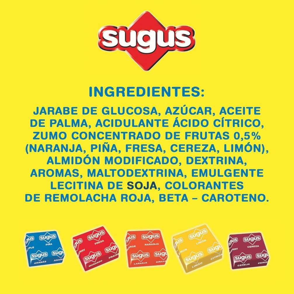 Sugus Caramelo Masticable a Base de Zumo de Frutas 18x45g