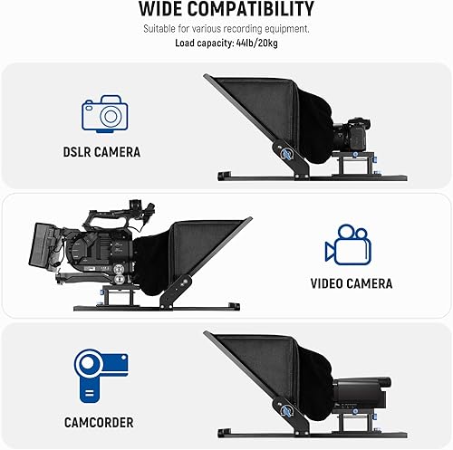 Miniatura 18 de NEEWER Teleprompter X16 con control remoto RT113 y control por aplicación, divisor de haz de 16 pulgadas, diseño plegable de aleación de aluminio