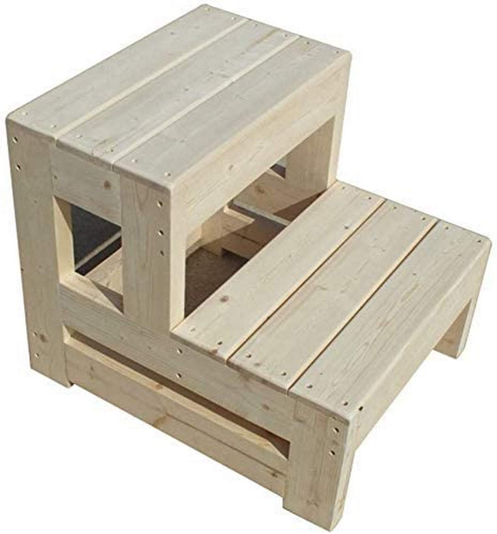 Taburete escalonado de madera maciza con 2 capas y función de silla escalera plegable