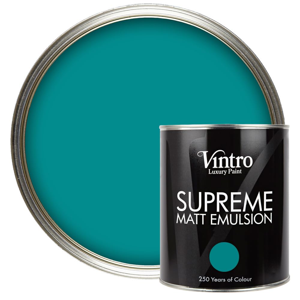 Vintro Luxury Matt Emulsion Teal Smooth Chalky FinishMulti Surface PaintWallsCeilingsWoodMetal 1L (Teal) from B&Q