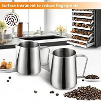 Vista 5 de Jarra de espuma de leche de acero inoxidable de 20 onzas, taza espumadora de leche espresso, jarra de vapor de leche de 20.3 fl oz con escala