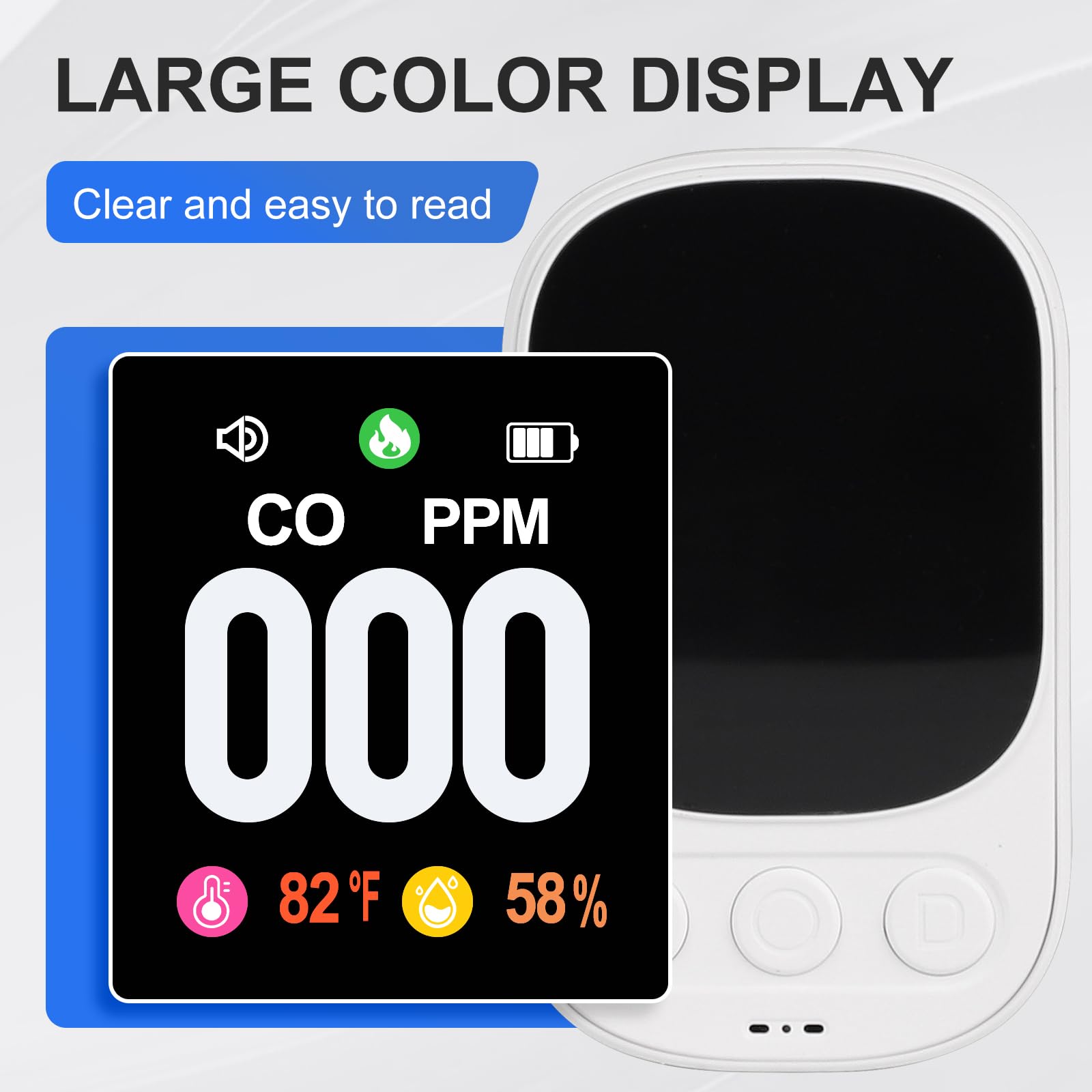 CPROSP Détecteur Monoxyde de Carbone avec Prise, Détecteur de Gaz avec Capteur Detempérature et D'humidité, avec Écran LCD Couleur, pour Home Hôtel Chambre RV