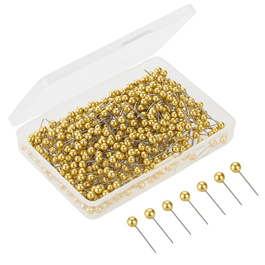 Trifletopia Gold 200 Pcs Map Push Pins - Push Pins For Cork Boards - Round Head Drawing For Travel Maps - Cork Bulletin Boards - Photos - Diy Crafts - Home/Office Marking