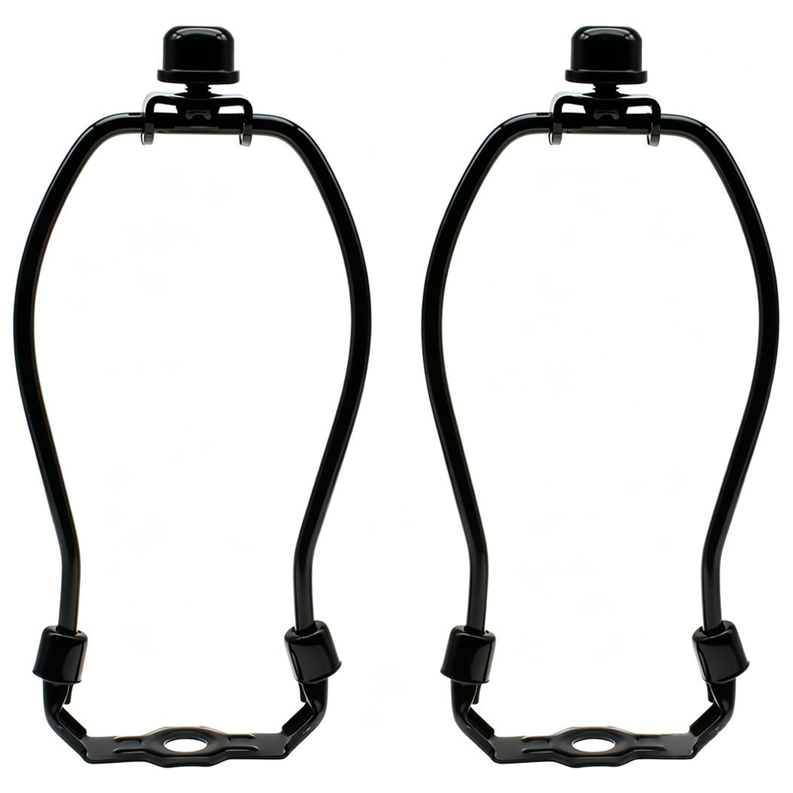 9 Inch Lamp Shade Harp Holder OZXNO 2-Pack Heavy Duty Horn Frame Lamp Shade Bracket with Light Base and Solid Lamp Finial DIY Lighting Replacement Accessories for Table/Floor Lamps (Black)
