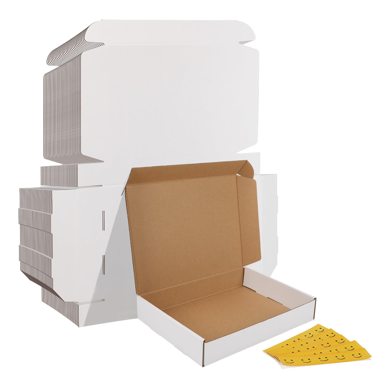 HORLIMER 12x9x2 Shipping Boxes Set of 30, White Corrugated Cardboard Mailer Box for Packing Small Business