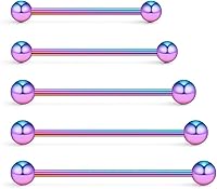 Vista 4 de Ruifan 5 aretes industriales para cartílago de barra de calibre 14, joyería de piercing corporal de 1.102 in, 1.260 in, 1.378 in, 1.496 in, 1.575 in
