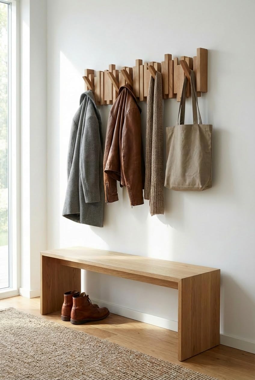 WECO Wandgarderobe (Klarlack, 83cm, 10 Haken)