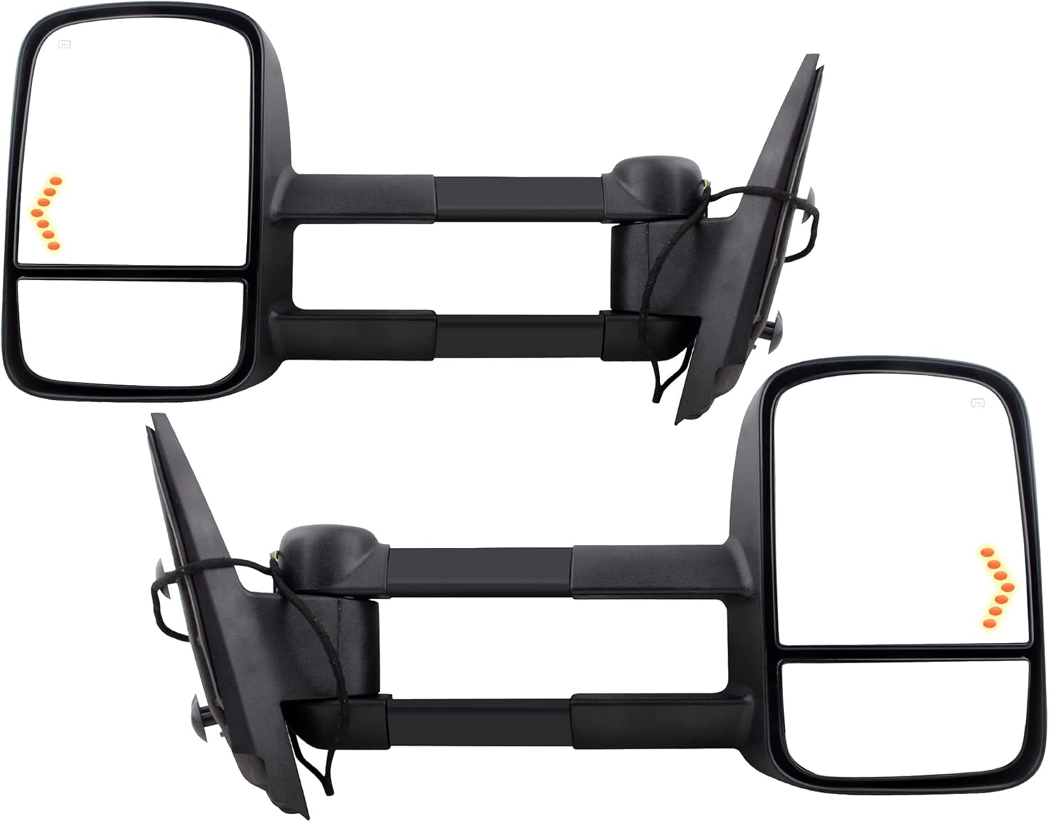 BOXI Left & Right Side Towing Mirror Power Heated Telescoping with LED Arrow Signal Light Fit for Chevy Silverado Tahoe Suburban Avalanche for GMC Sierra Yukon XL Denali 2007-2013 GM1320354 GM1321354