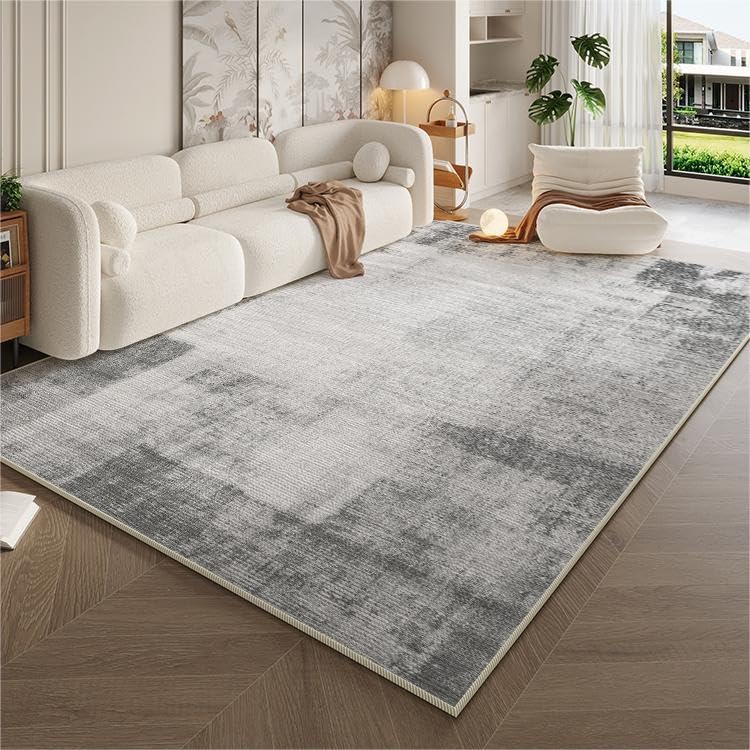Tapis antidérapant moderne abstrait gris de 150x200cm pour éviter tout glissement