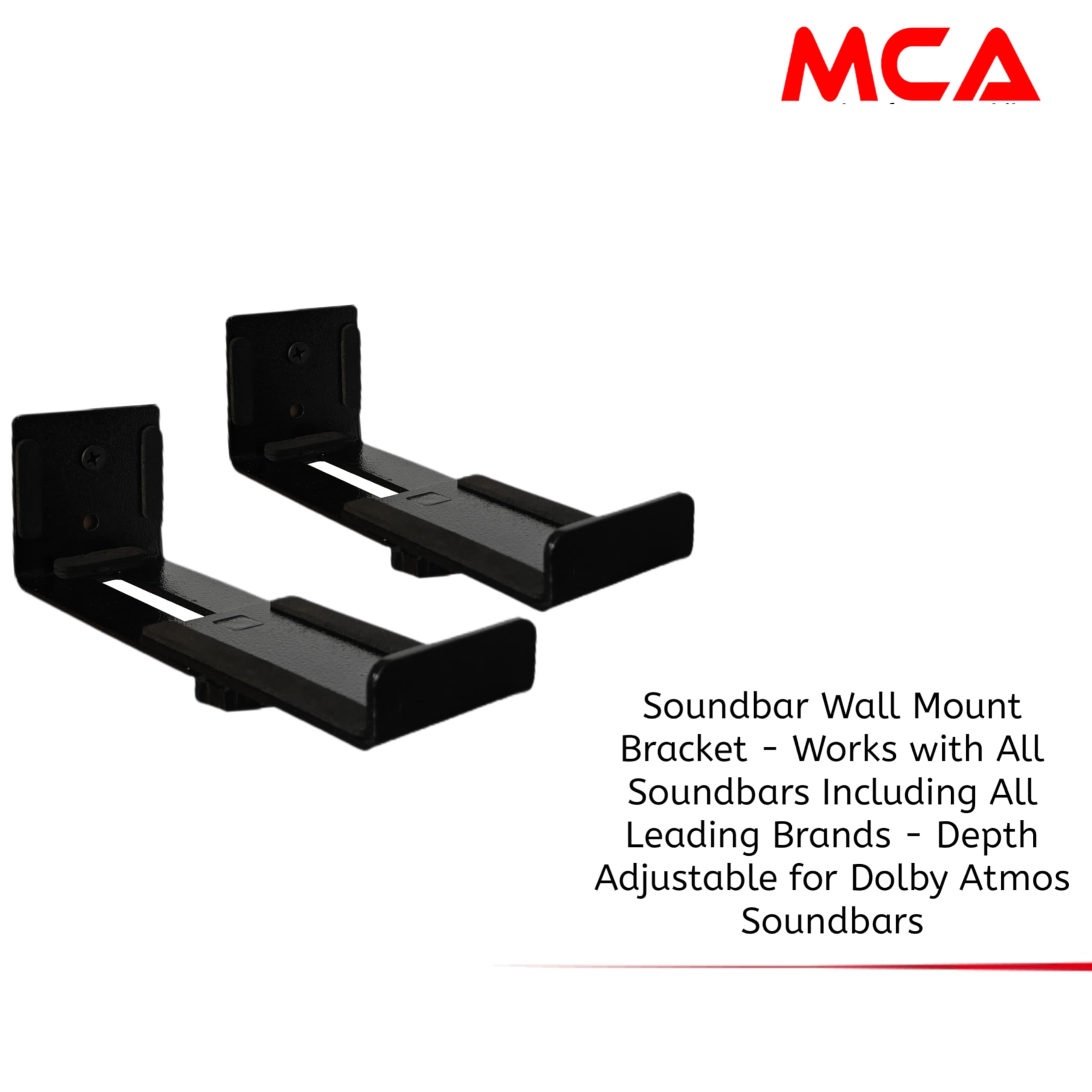 Sound Bar Wall Mount Bracket, Dual Bracket, Holds up to 15 kg, Depth Adjustable for Home, Office, Shop Hanger (Black) — Amazon image 2