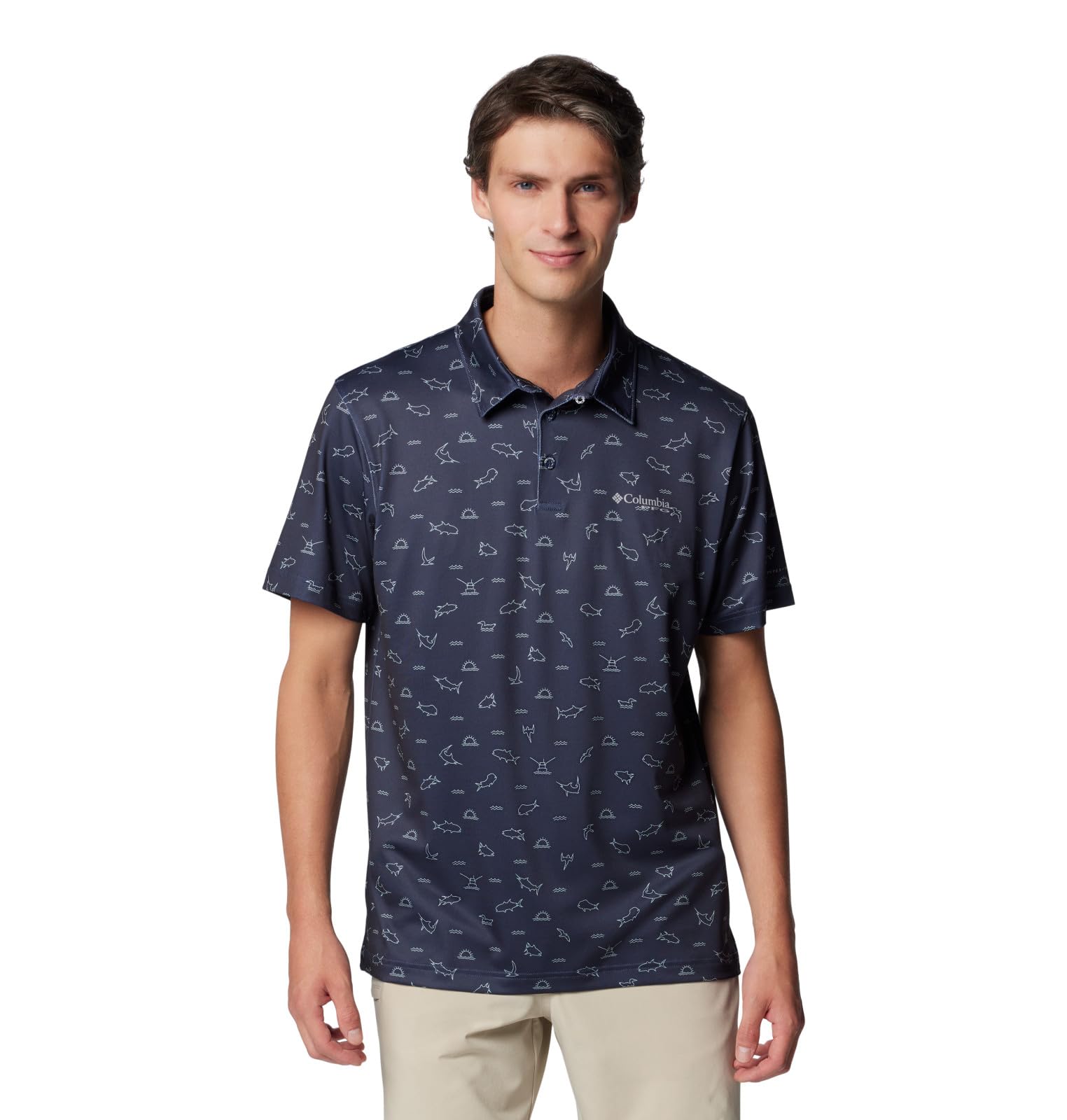 Columbia Men's Super Slack Tide Stretch Polo, Nocturnal Deepdivers, Medium