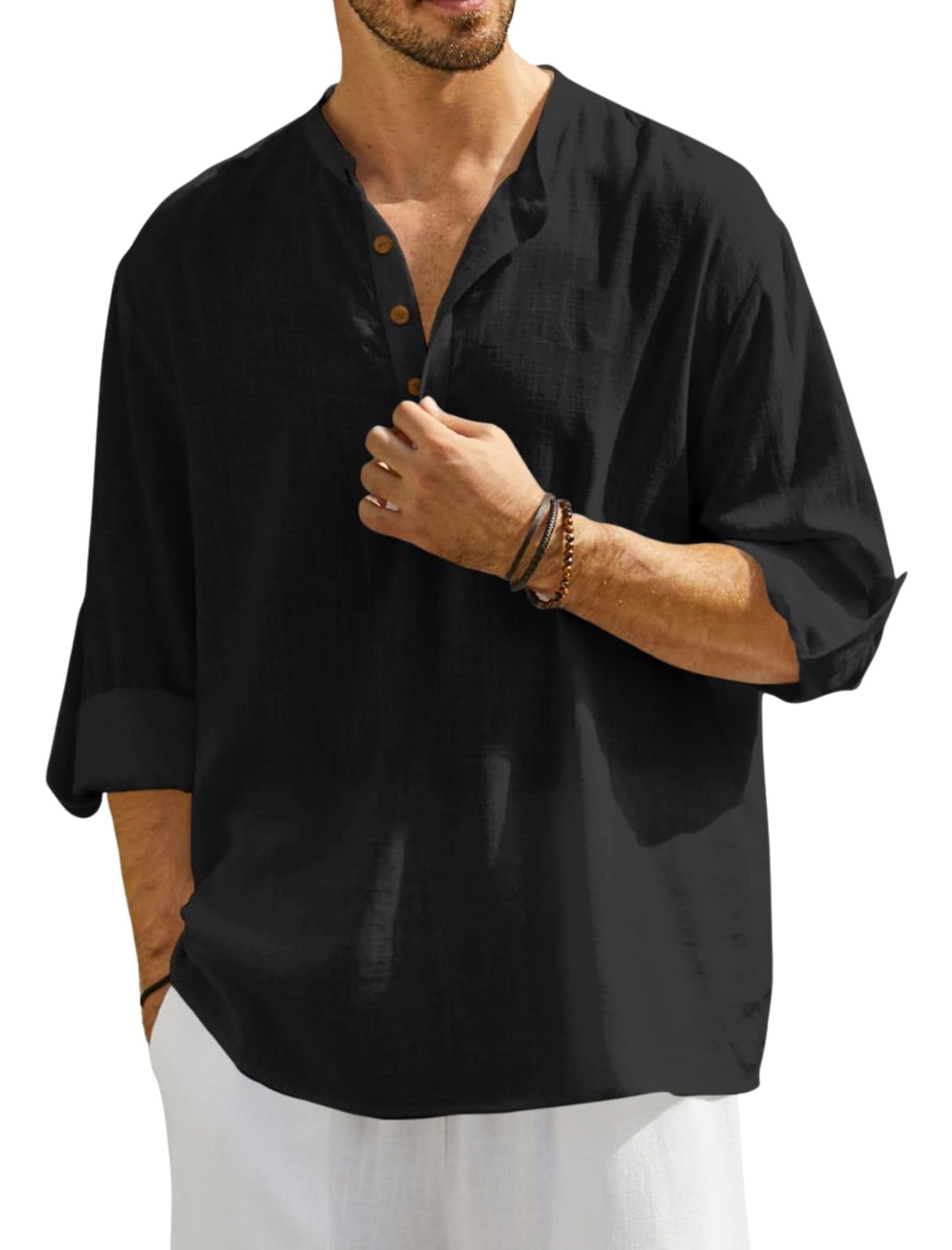 fifth u Men's Solid Cotton Blend Regular Fit Mandarin/Chinese Collor Short Kurta for Men-picture-30