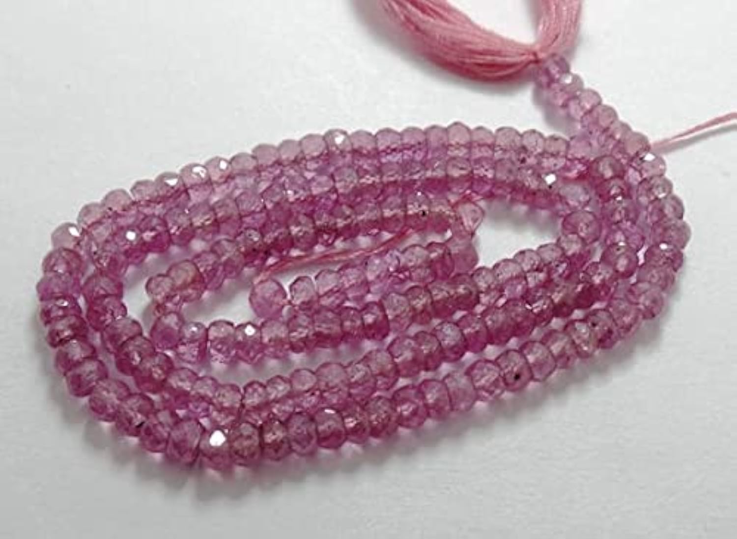 Perles facettées saphir rose naturel 3.5mm fil pour création bijoux
