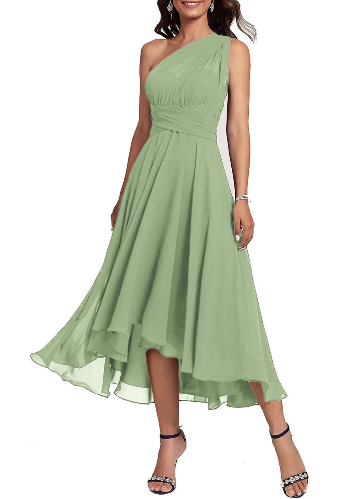 Convertible Mother of The Bride Dresses Chiffon Tea Length Infinity Formal Wedding Guest Dress