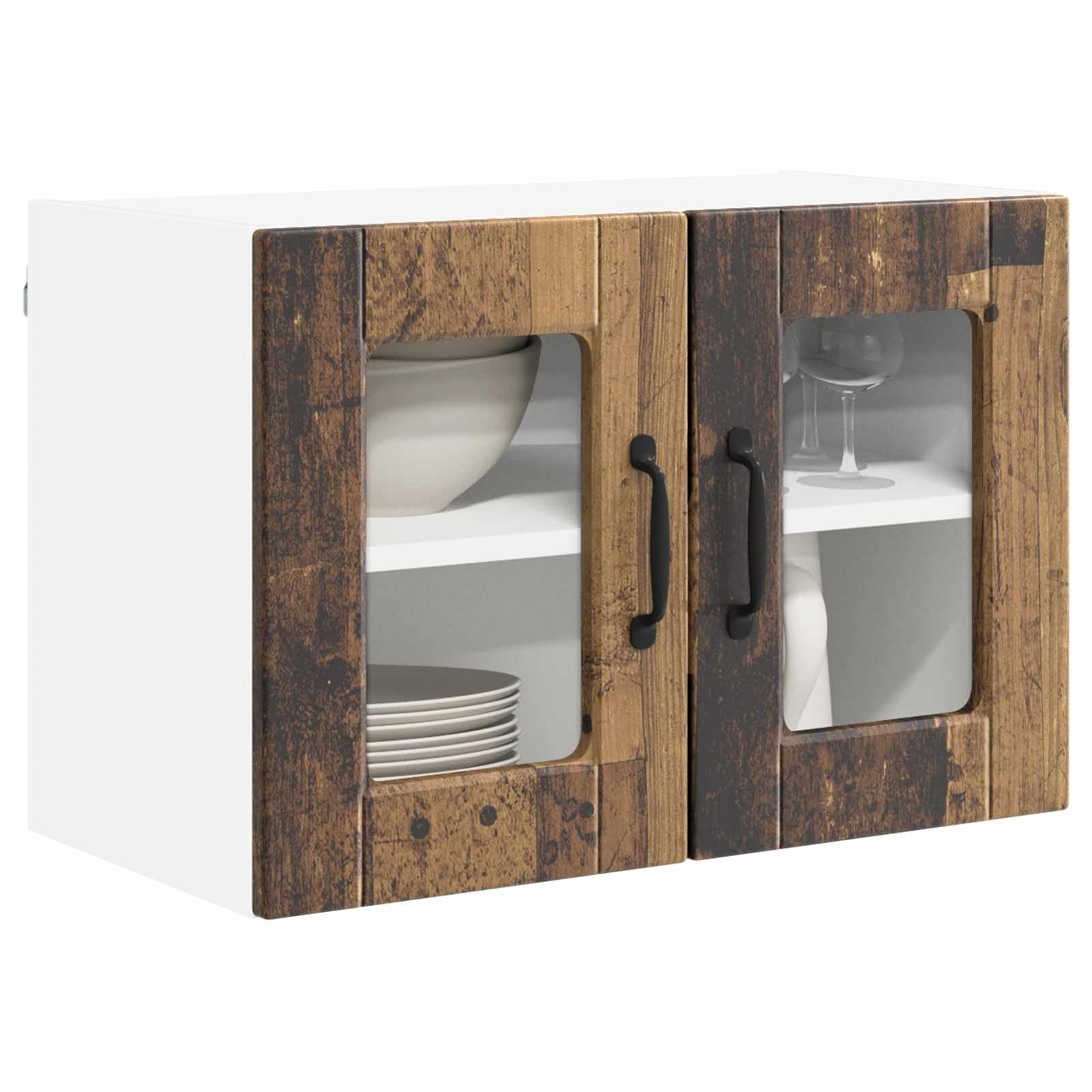 Armoire de cuisine suspendue en bois robuste avec étagères et portes de rangement mural