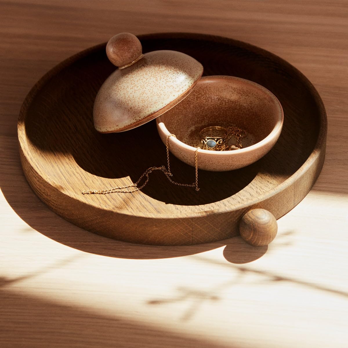 OYOY Living Inka Wood Tray - Holztablett Tablett Oval zum Servieren und Präsentieren Organisieren - Eiche 34x18x2 cm