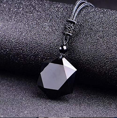 MJC Reiki Collar Pendiente de Piedra Natural Negro obsidiana Seis Estrellas de la Suerte Amuleto Amor por Las Mujeres de los Hombres del Amor de Cristal Péndulo joyería Mobiliario