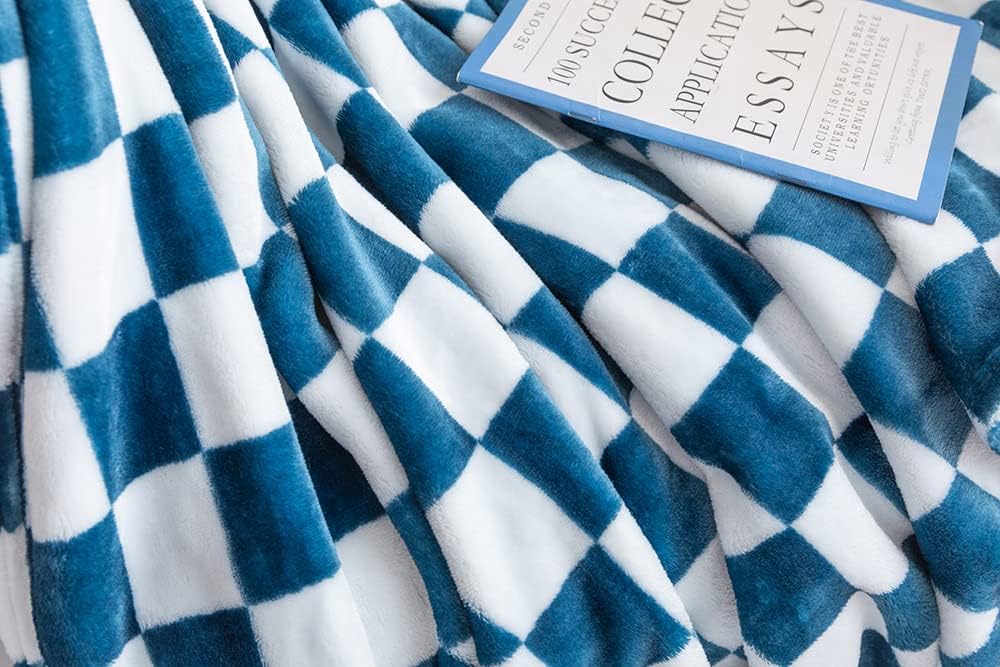 Buffalo Plaid Throw Blanket Flannel Checkerboard Grid Pattern No Pilling Luxury Plush Cozy Flannel Blanket Suitable for Bed Couch Chair (Blue, 78”x90”)