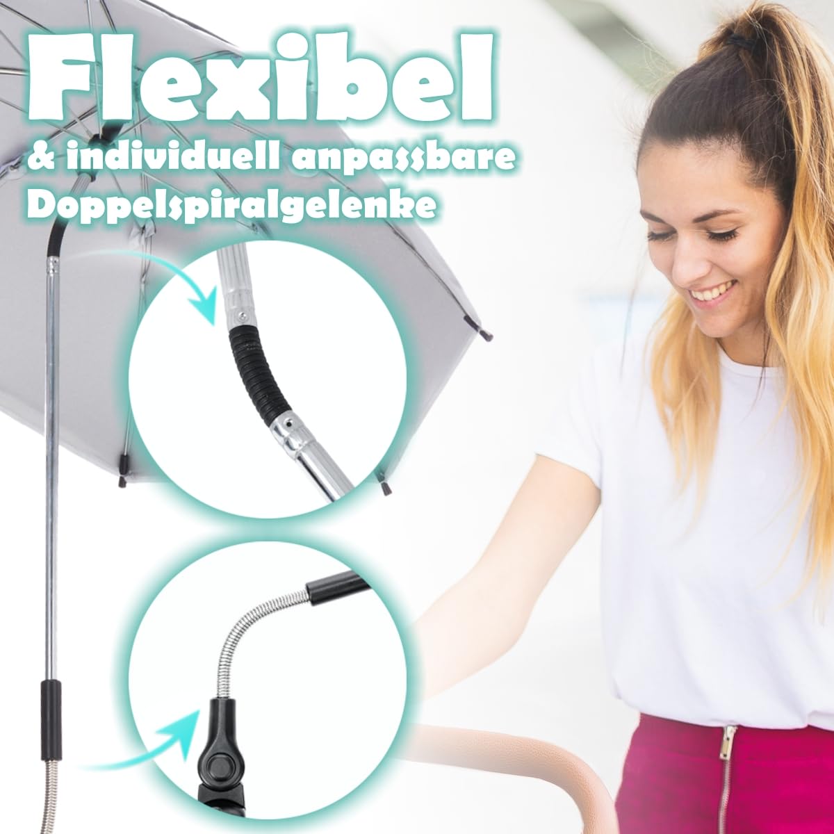 Fillikid Sonnenschirm für Kinderwagen Buggy und Jogger mit UV SCHUTZ (50) Baby Kind Schirm