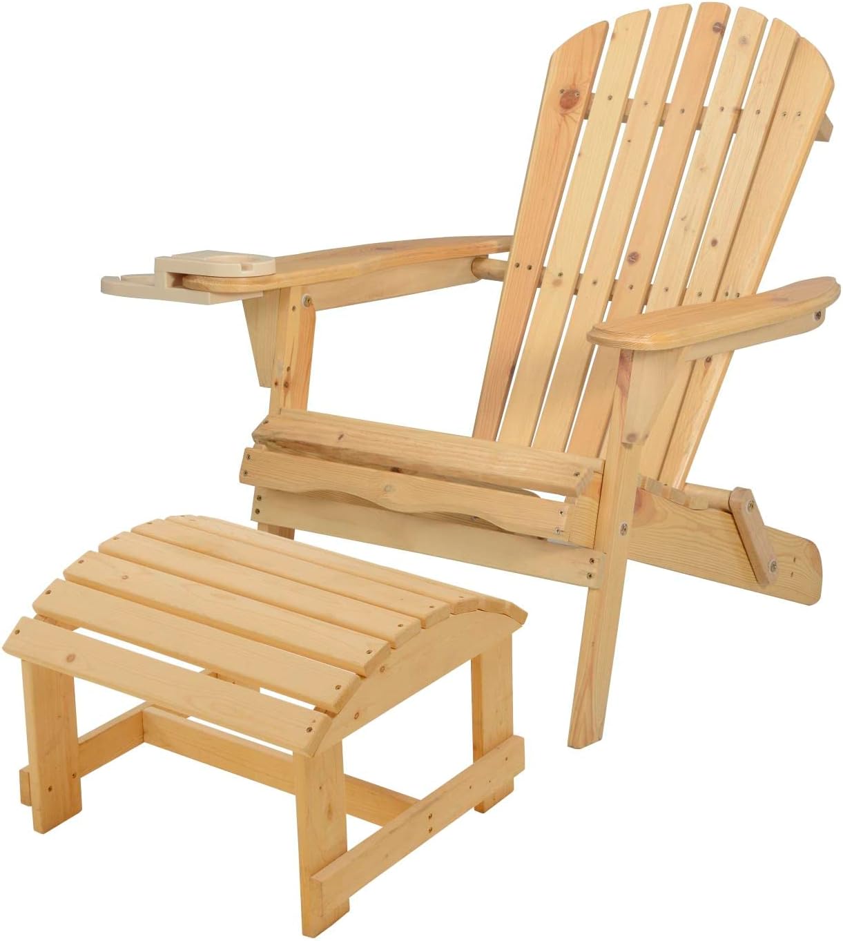 W Unlimited Natural Foldable Chair with Cup Holders and Ottoman SW2136NC-CHOT