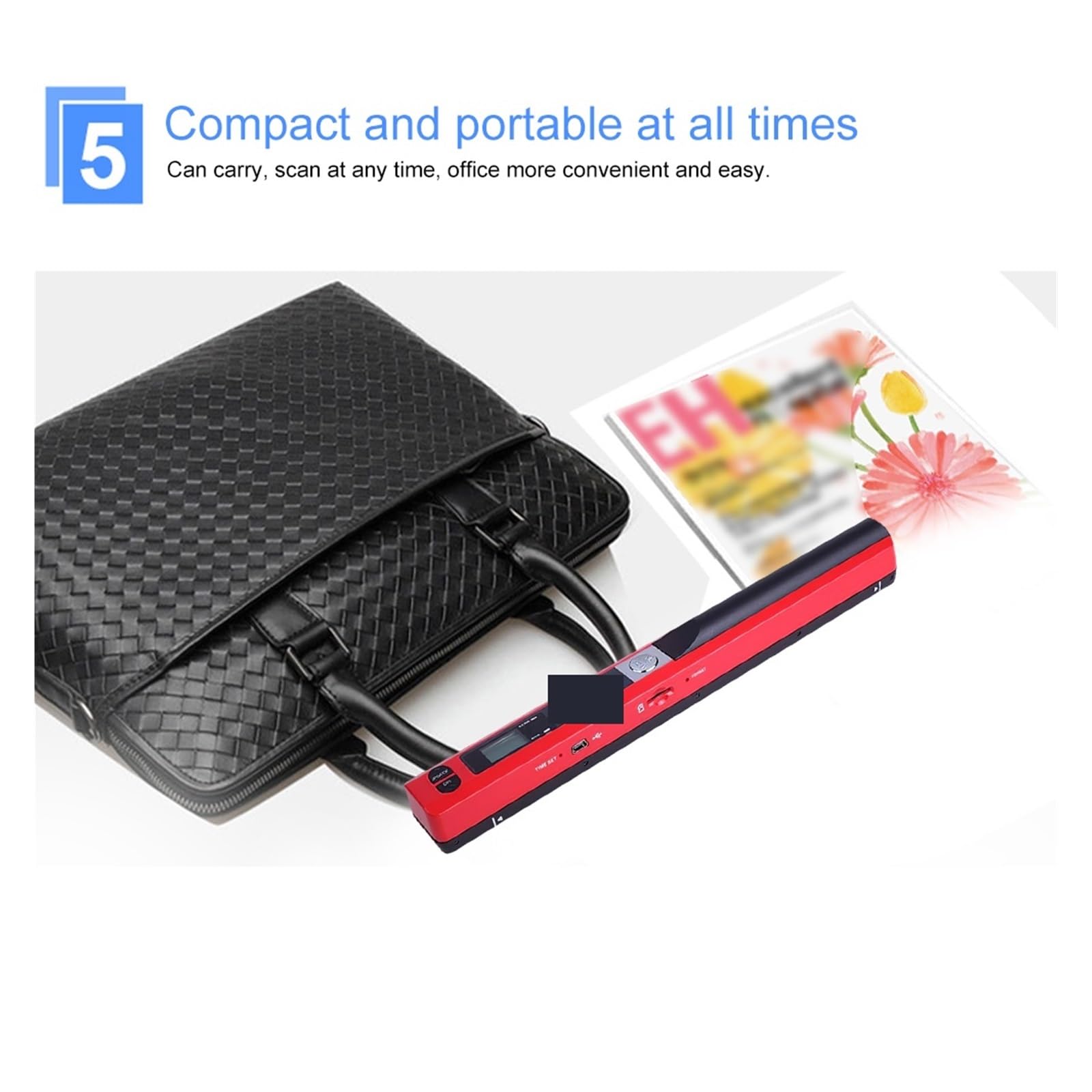 Scanner per Documenti Scanner Portatile Creativo con Immagini di Documenti A4, Scanner USB 2.0 da 900 DPI, Supporta Il Formato JPG/PDF(Blauw)
