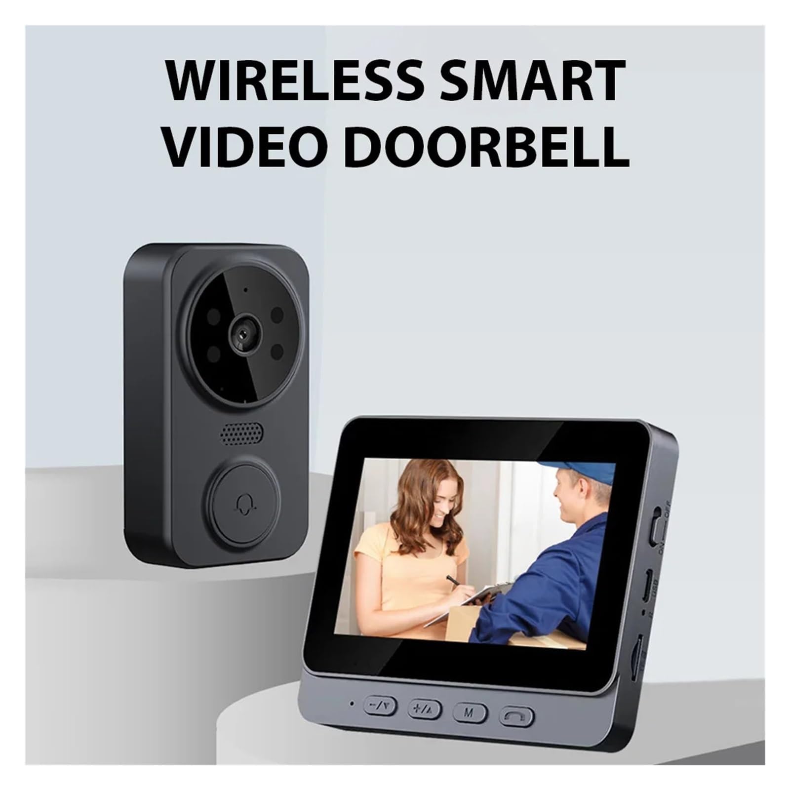 Video Doorbell Citofono visivo wireless con schermo IPS, citofono bidirezionale con monitoraggio video ad alta definizione intellinte,Rilevamento del Movimento Umano(M12 Video Doorbell)