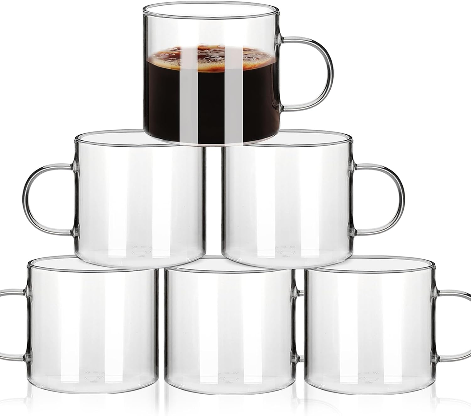 Espresso Cups Set of 4, 5 Ounces Espresso Shot Glass, Clear Double Esperesso Glasses with Handle, Small Tazas De Cafe Espresso Machine Accessories