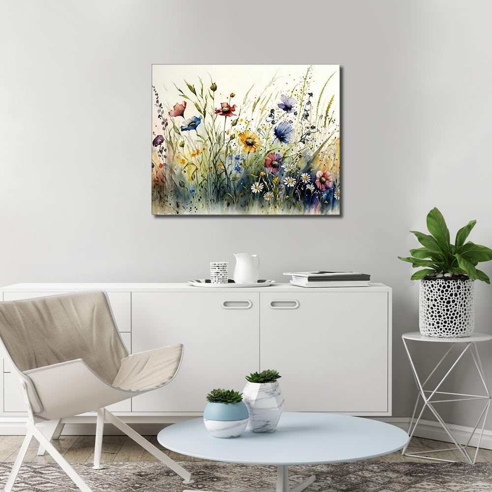 TUMOVO Adults' Wildflower Paint by Number Kit - Flowers on Canvas, 16 x 20 Inch, Framed