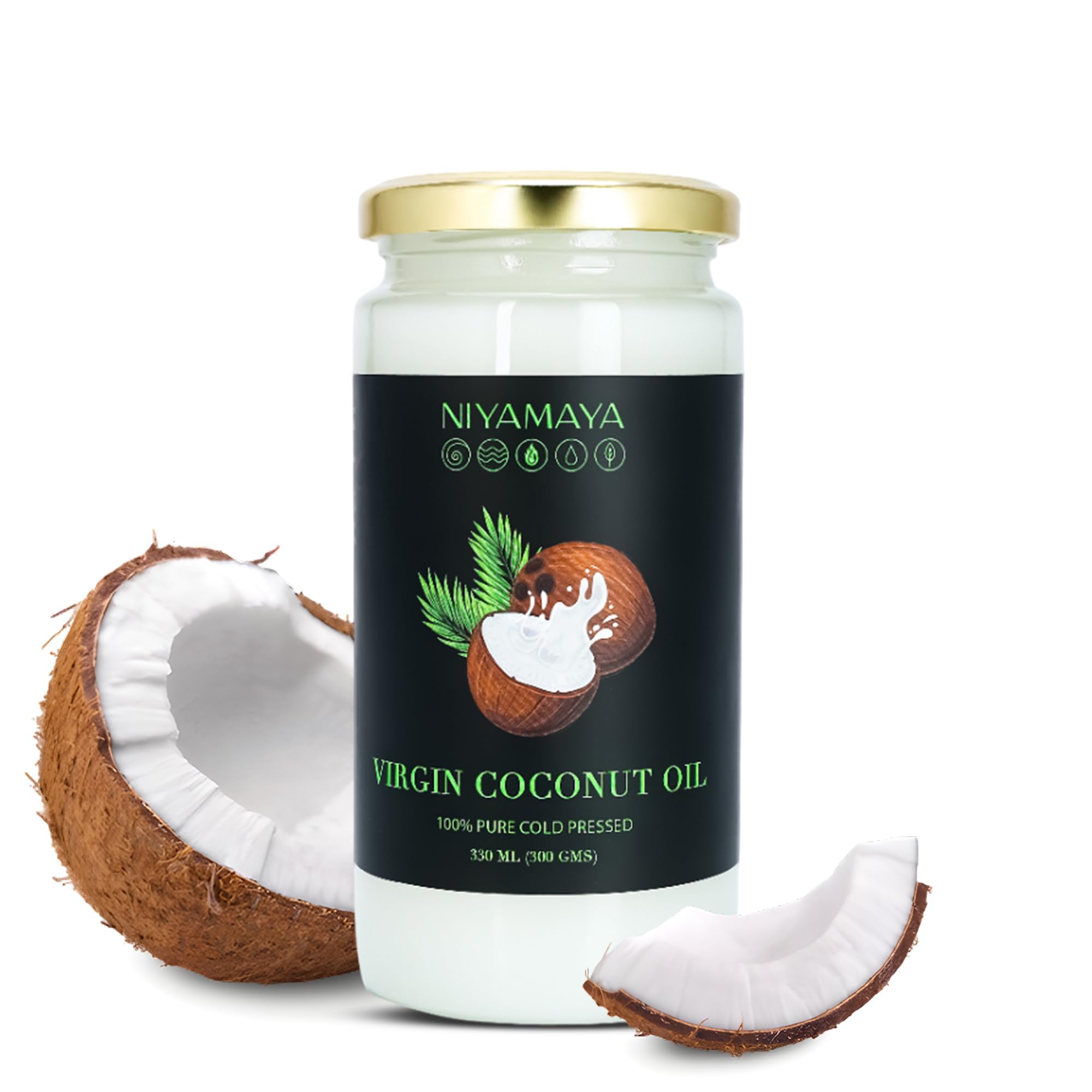 NIYAMAYA Cold Pressed Virgin Coconut Oil 330 ml |100% Natural & Unrefiend | Multipurpose Usage Coconut Oil for Cooking, Hair & Skin No Preservatives Virgin Coconut Oil for Baby | Chemical Free (B0D22V6Z6Y) Amazon Price History, Amazon Price Tracker