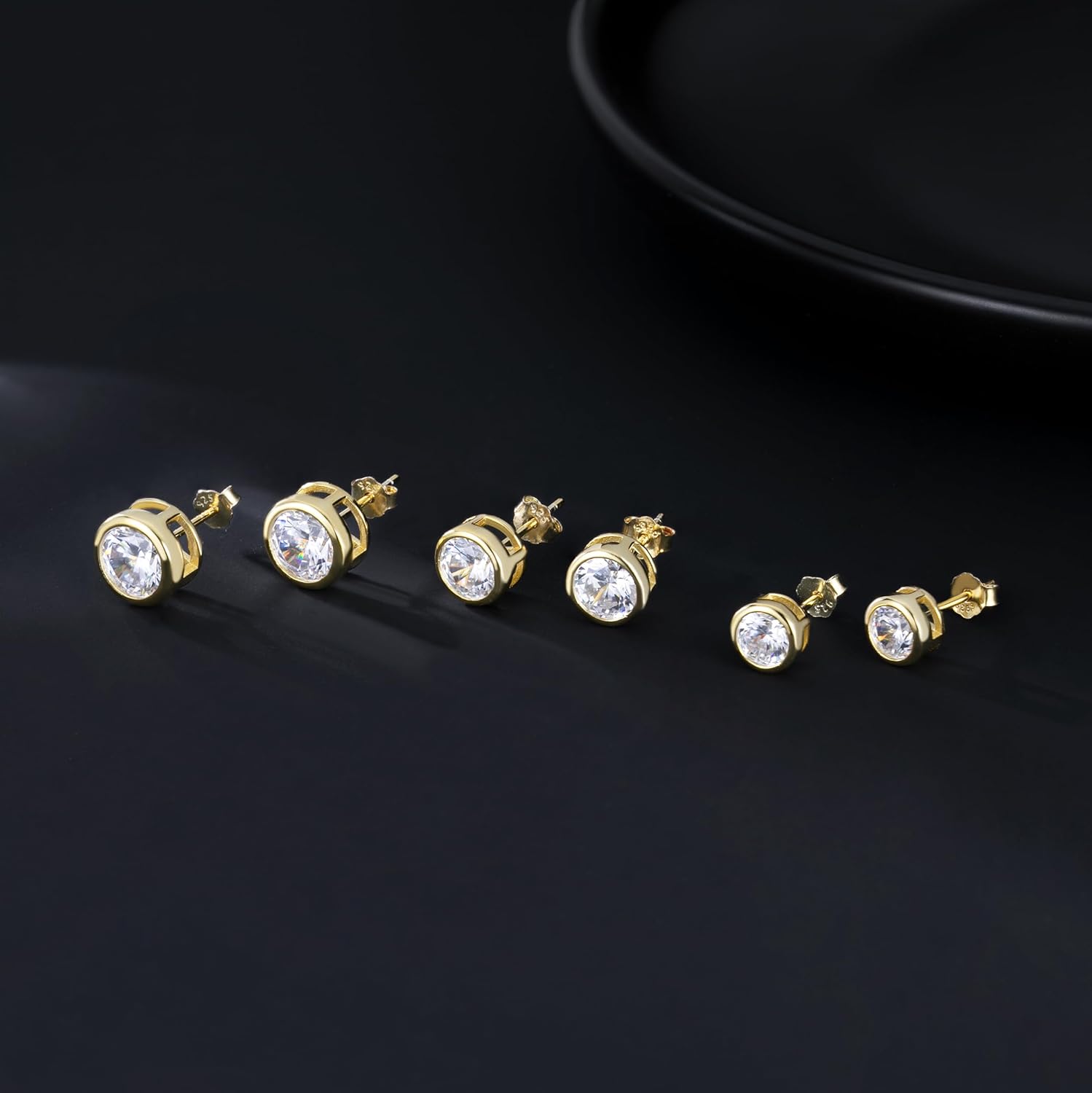 SLUYNZ Sterling Silver Bezel CZ Earrings Stud for Women Teen Girls Round Simulated Diamond Stud Earrings Round CZ Stud Earrings 5MM/6MM/7MM - Image 6