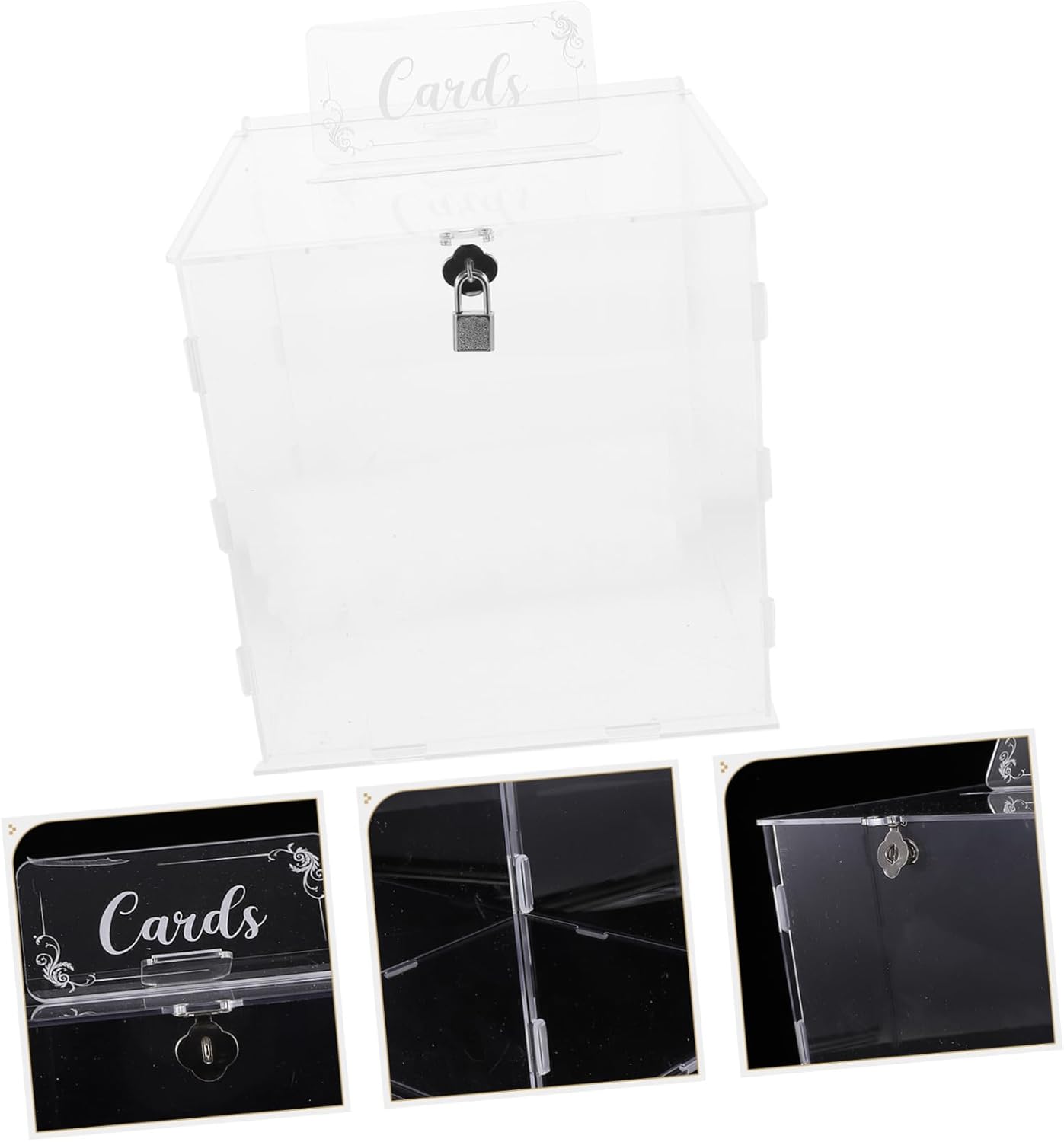 Acrylic Wedding Card Box Lock for Money and Envelope Storage Keepsake Box for Wedding Reception Birthday Parties and Special Events