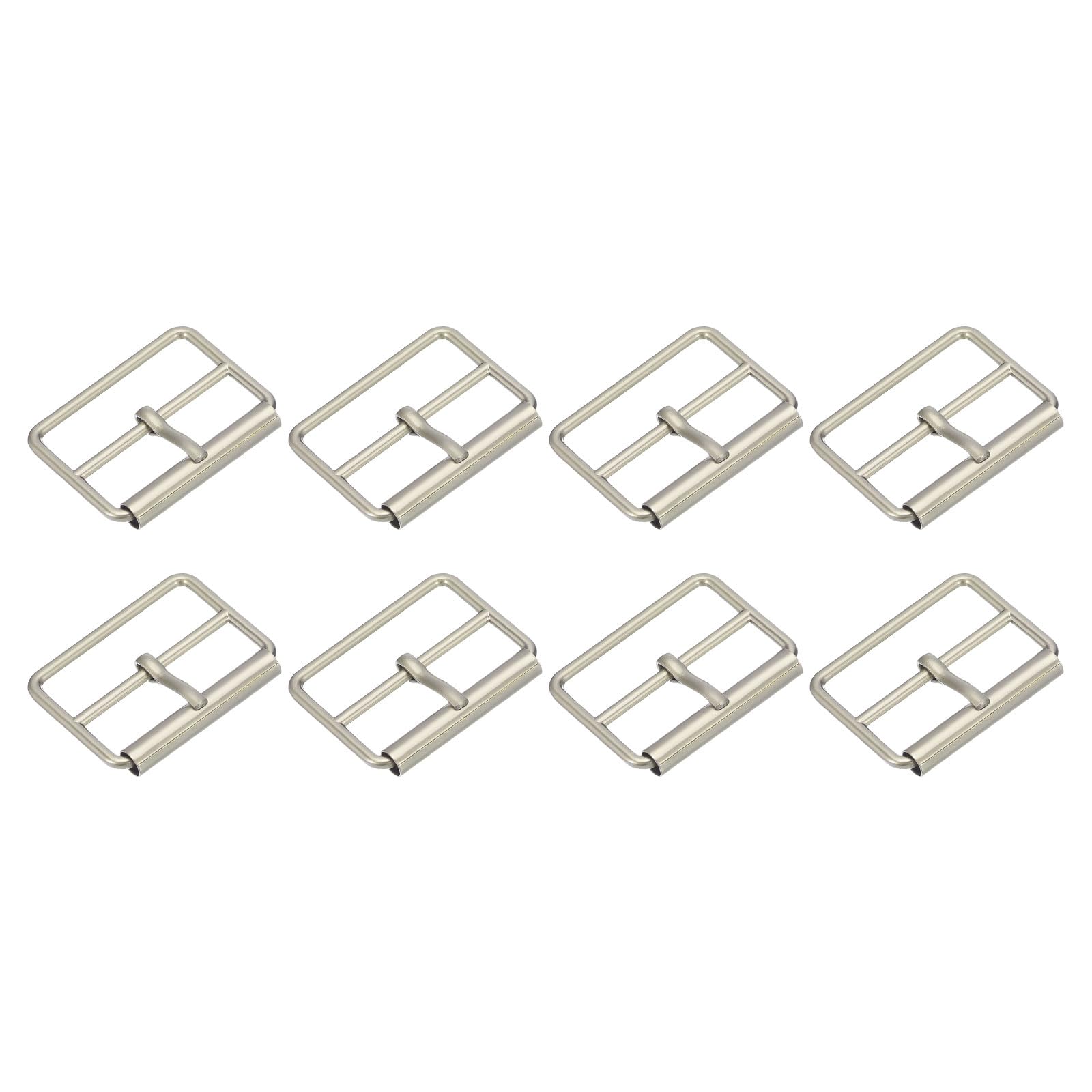 sourcing map 8Pcs Metal Roller Buckles, 30mm (1.2") Triglides Slider Movable Bar Strap Adjuster Rectangle Keeper for Bags Leather Crafts (Matte Silver)
