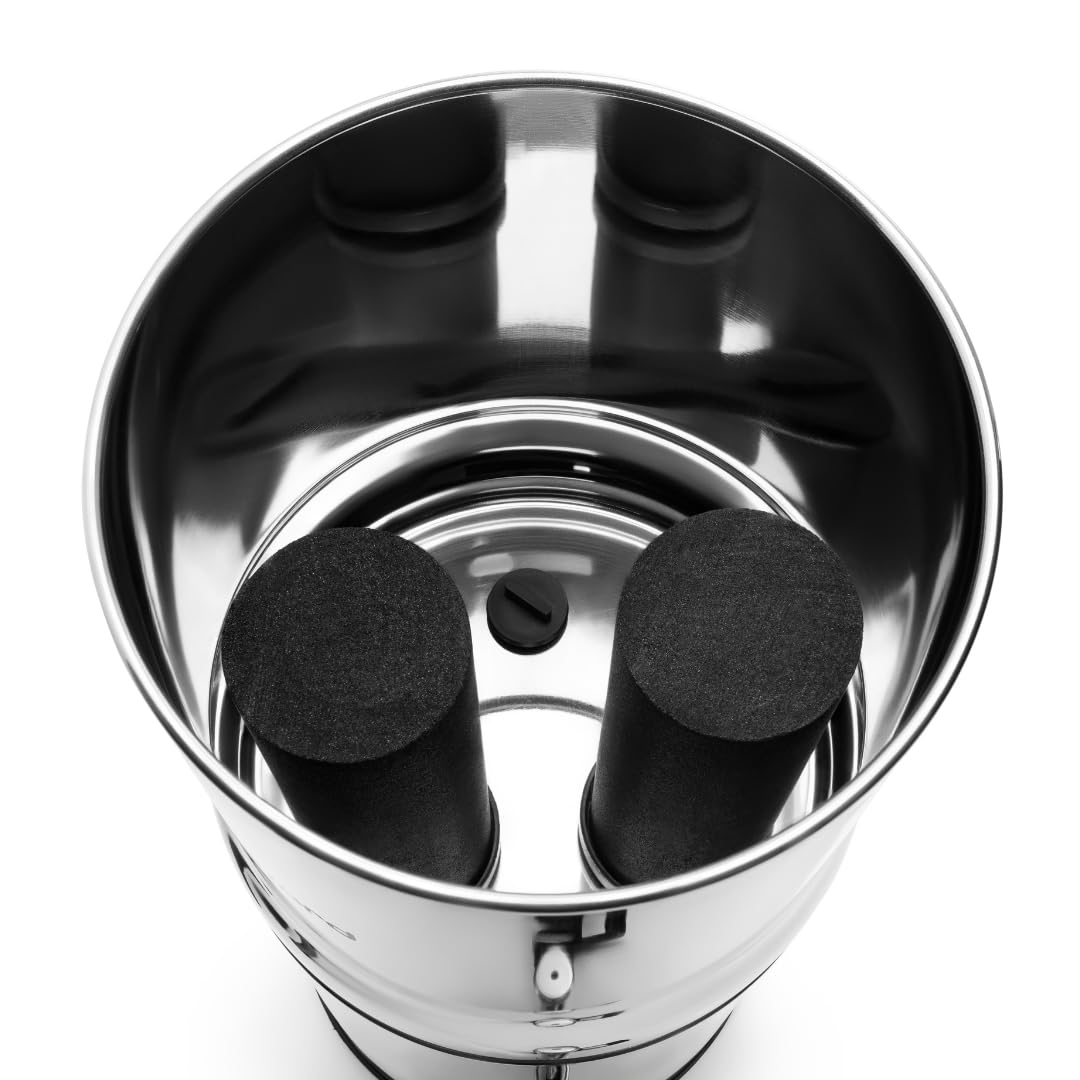 EUROGUARD® Filtre à gravité - Système de Filtration d'eau en Acier Inoxydable 304, 8,5 L, 2 filtres à Charbon Actif, Robinet 100% INOX avec Support en Acier Inoxydable
