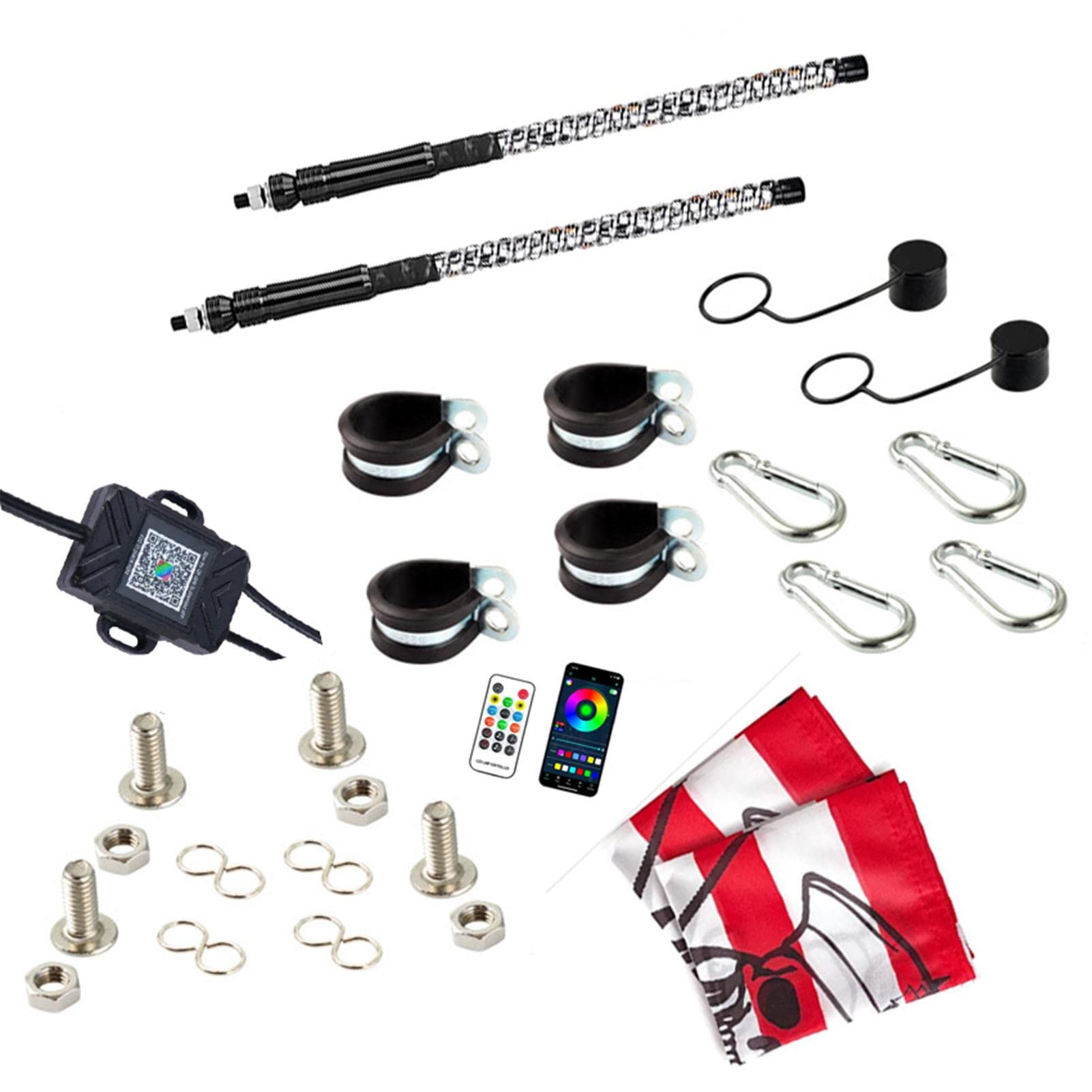 Frusta LED,Fibra ottica LED - Luce freno fuoristrada Due Telecomandi a distanza, lunga durata per carrello golf, karting, attrezzature industriali | Telecomandi a distanza, lunga durata per carrello golf, karting, attrezzature industriali
