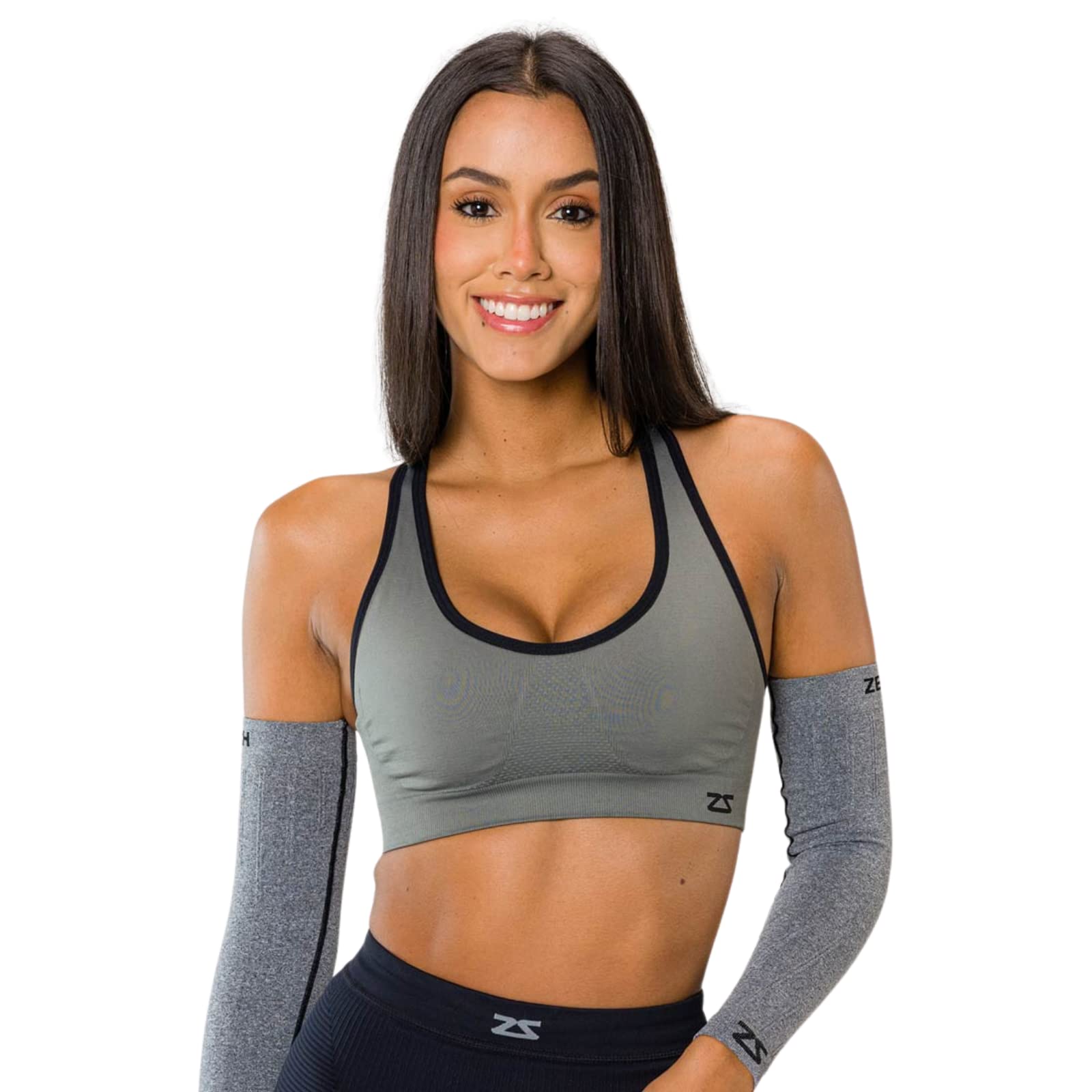 Zensah Gazelle 2.0 - Brasier deportivo para mujer, para correr, fitness, entrenamiento, espalda cruzada, brasier de soporte de alto impacto para mujer, Pizarra, Medium