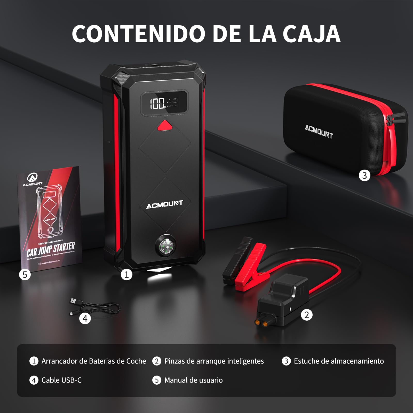 Arrancador de Coches 7000A, Arrancador de Baterias de Coche Booster Bateria 12V (hasta 12L Gasolina y 10L Diésel) con Pantalla LCD, Linterna LED de 600 Lúmenes