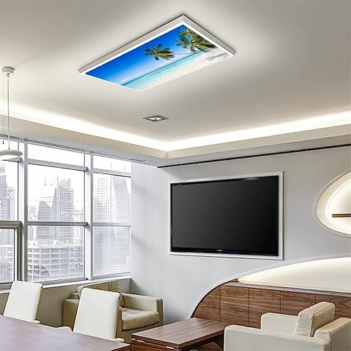 Miniatura 7 de Paquete de 4 cubiertas de luz fluorescente para luz de techo, cubiertas de luz de palmeras de playa tropicales para aula, oficina, hogar, cubierta