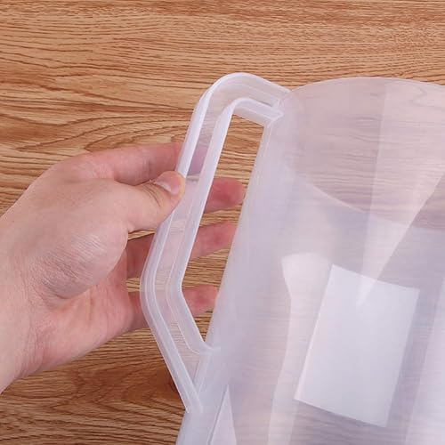 Miniatura 4 de Yardwe Jarra de plástico con tapa Escala 5L Jarra de agua calientefría jarra de jugo y jarra de té helado (blanco)