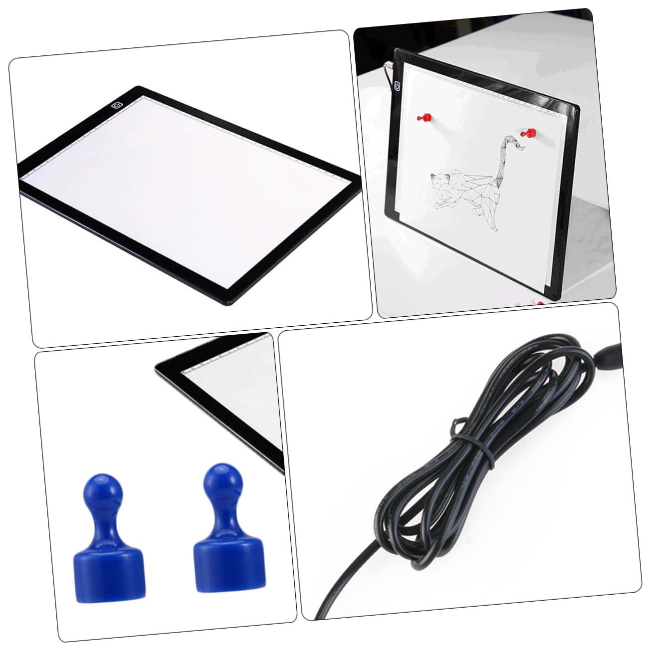 Parliky Planche Lumineuse A4 LED pour Dessin avec Structure Innovante en Acrylique, Légère et Magnétique, pour Scrapbooking et Stenciling, Équipée de Câble USB et Règle Intégrée